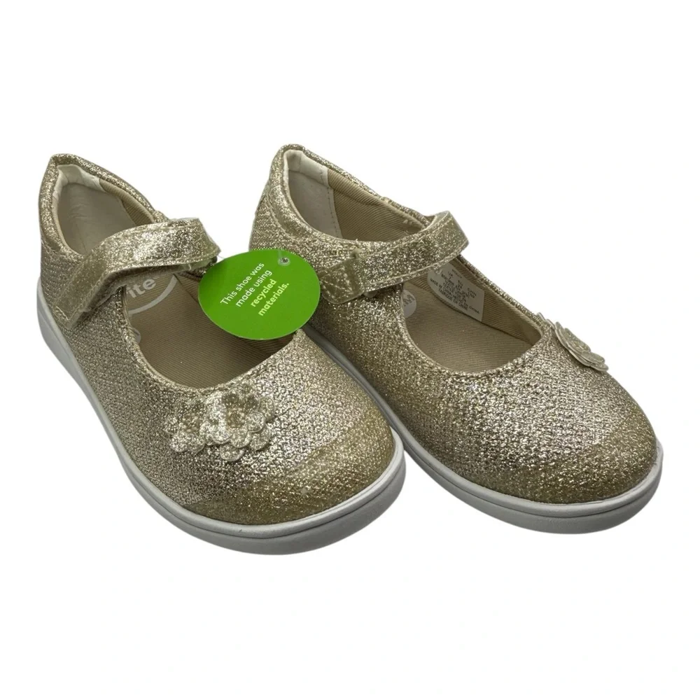 Stride Rite Gold Glitter‎ Mary Jane Shoes Girls Memory Foam NEW